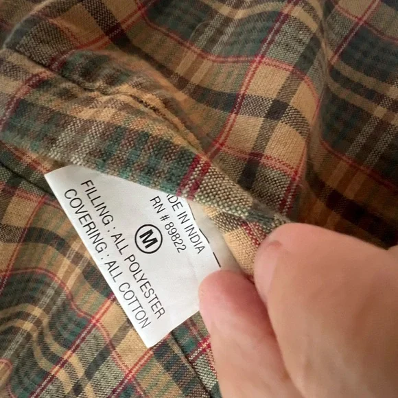 Patch magic unisex reversible button up Tan Plaid Jacket - Picture 13 of 14